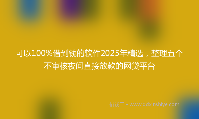 可以100%借到钱的软件2025年精选，整理五个不审核夜间直接放款的网贷平台