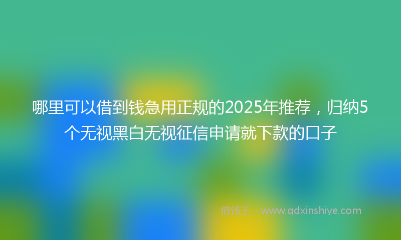 哪里可以借到钱急用正规的2025年推荐，归纳5个无视黑白无视征信申请就下款的口子