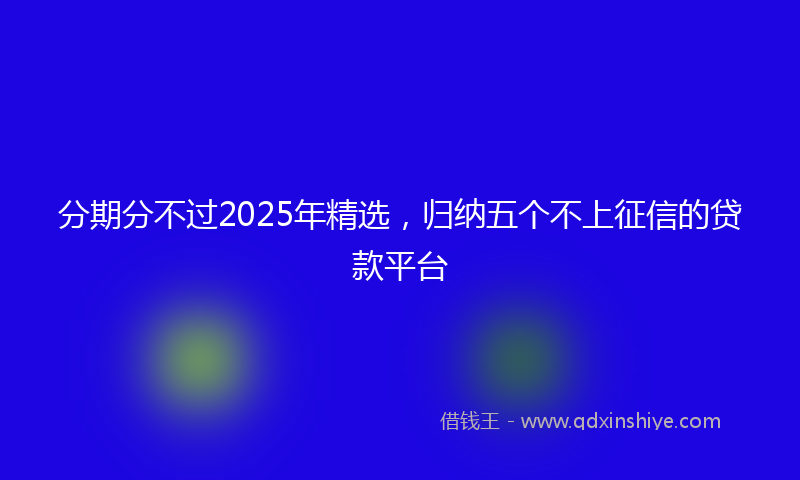 分期分不过2025年精选，归纳五个不上征信的贷款平台