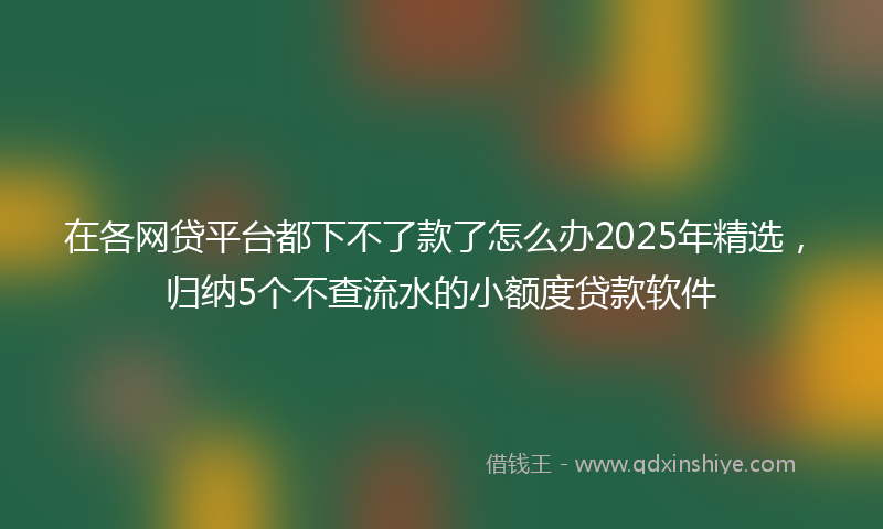在各网贷平台都下不了款了怎么办2025年精选，归纳5个不查流水的小额度贷款软件