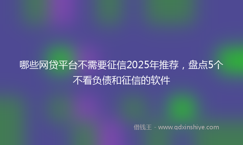 哪些网贷平台不需要征信2025年推荐，盘点5个不看负债和征信的软件