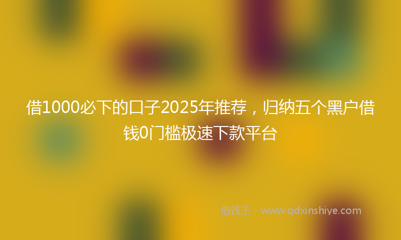 借1000必下的口子2025年推荐，归纳五个黑户借钱0门槛极速下款平台