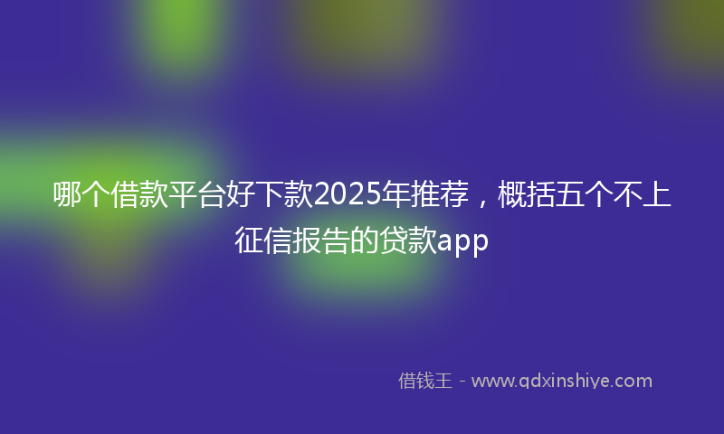 哪个借款平台好下款2025年推荐，概括五个不上征信报告的贷款app