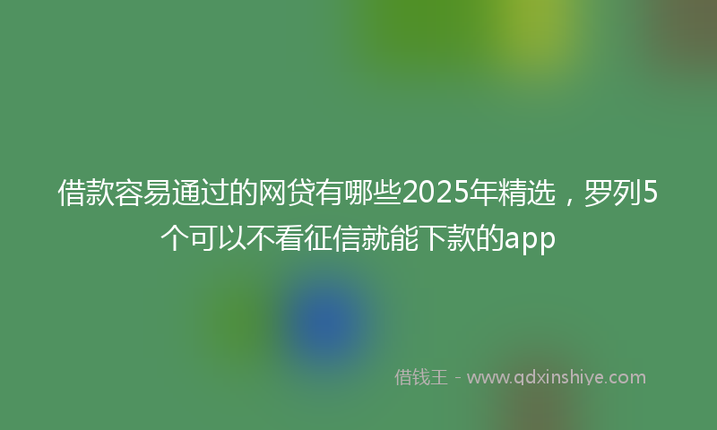 借款容易通过的网贷有哪些2025年精选，罗列5个可以不看征信就能下款的app