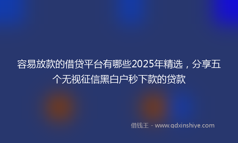 容易放款的借贷平台有哪些2025年精选，分享五个无视征信黑白户秒下款的贷款