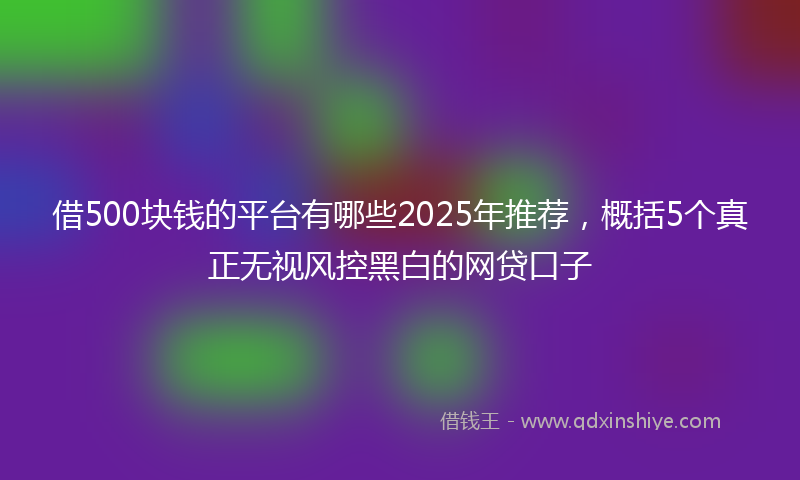 借500块钱的平台有哪些2025年推荐，概括5个真正无视风控黑白的网贷口子