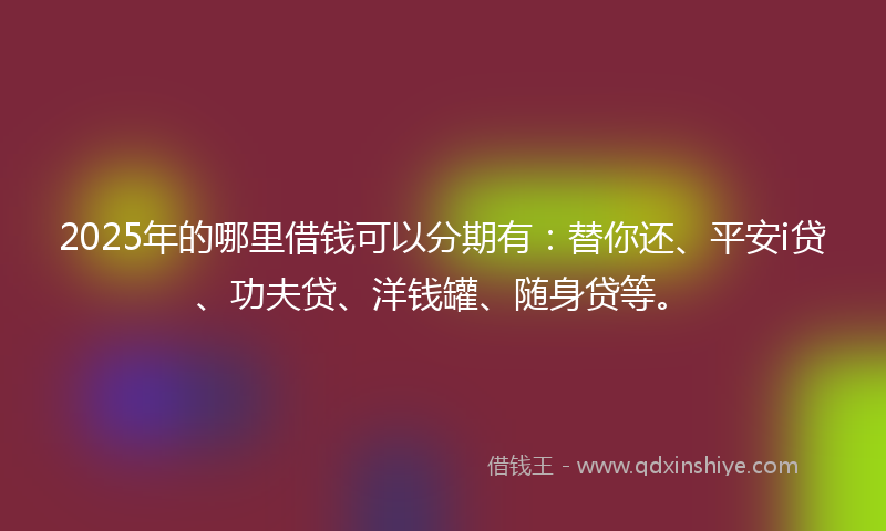 2025年的哪里借钱可以分期有：替你还、平安i贷、功夫贷、洋钱罐、随身贷等。