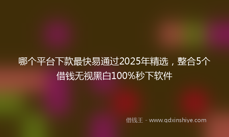 哪个平台下款最快易通过2025年精选，整合5个借钱无视黑白100%秒下软件