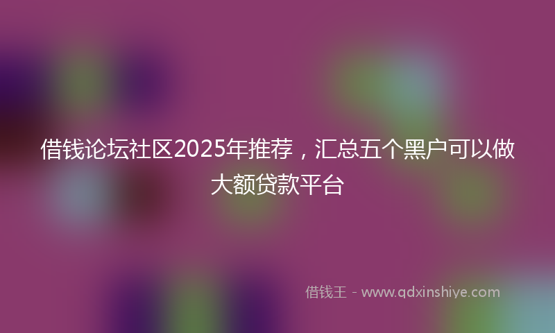 借钱论坛社区2025年推荐，汇总五个黑户可以做大额贷款平台