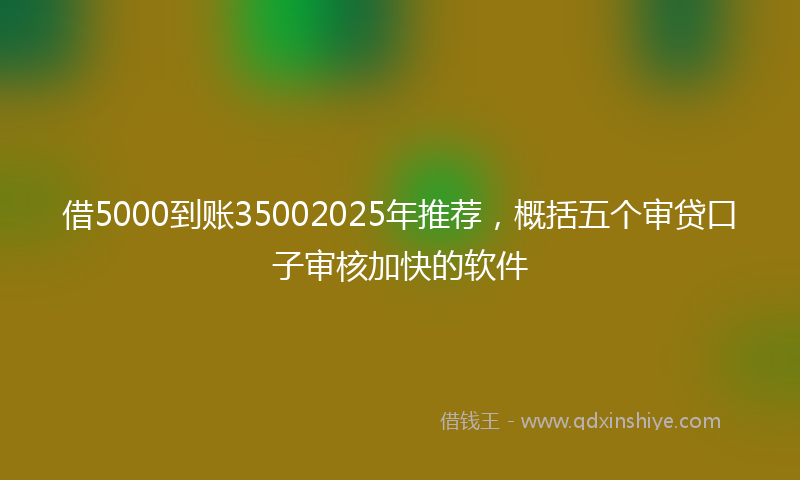 借5000到账35002025年推荐，概括五个审贷口子审核加快的软件