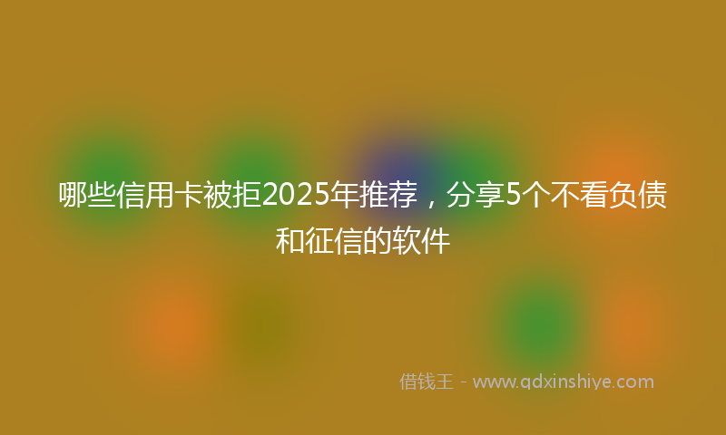 哪些信用卡被拒2025年推荐，分享5个不看负债和征信的软件