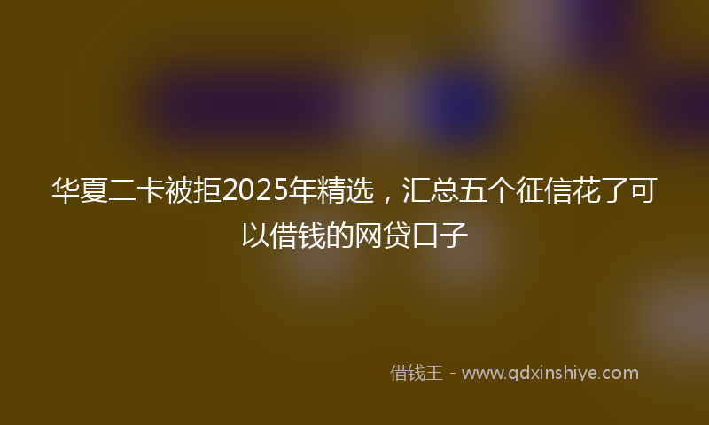 华夏二卡被拒2025年精选，汇总五个征信花了可以借钱的网贷口子