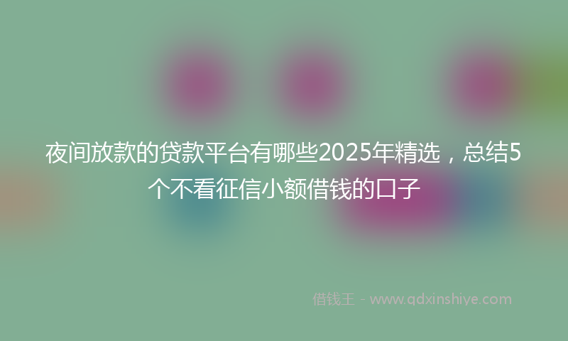 夜间放款的贷款平台有哪些2025年精选，总结5个不看征信小额借钱的口子