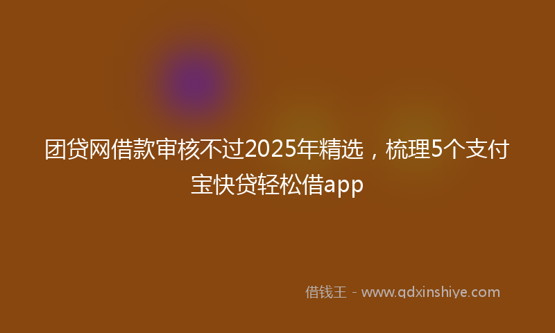 团贷网借款审核不过2025年精选，梳理5个支付宝快贷轻松借app