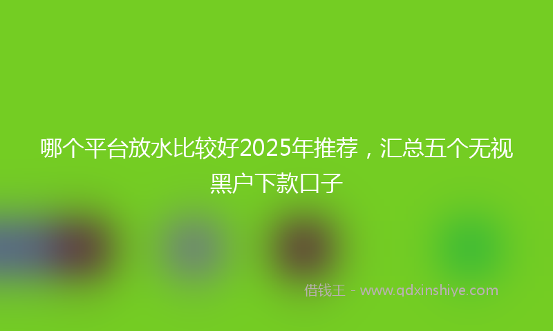哪个平台放水比较好2025年推荐，汇总五个无视黑户下款口子
