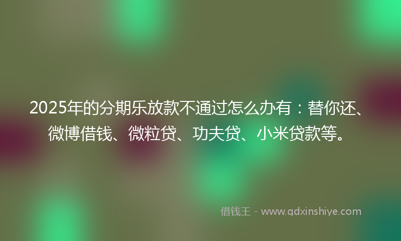 2025年的分期乐放款不通过怎么办有：替你还、微博借钱、微粒贷、功夫贷、小米贷款等。