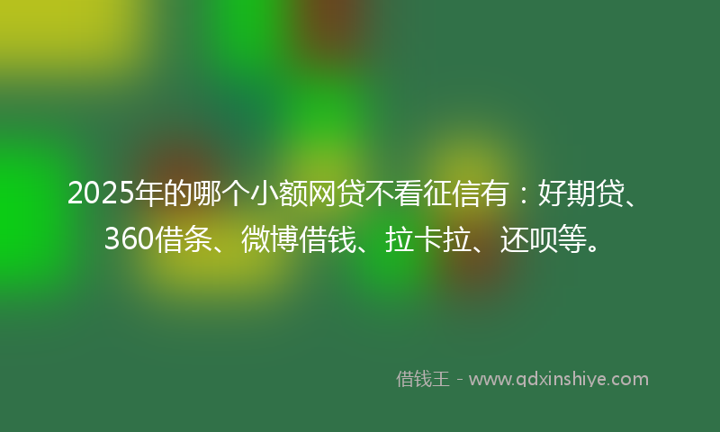 2025年的哪个小额网贷不看征信有：好期贷、360借条、微博借钱、拉卡拉、还呗等。