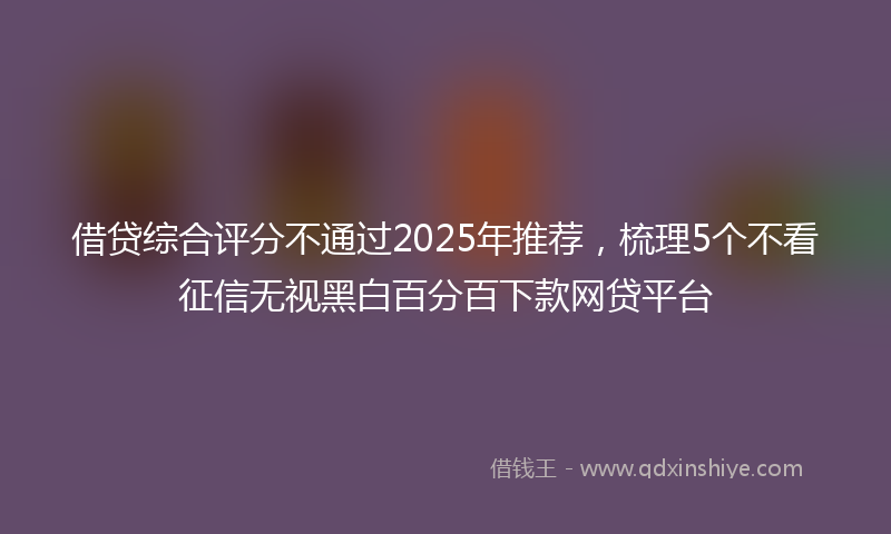 借贷综合评分不通过2025年推荐，梳理5个不看征信无视黑白百分百下款网贷平台
