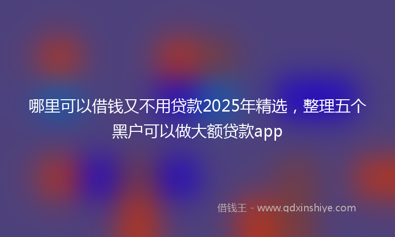 哪里可以借钱又不用贷款2025年精选，整理五个黑户可以做大额贷款app
