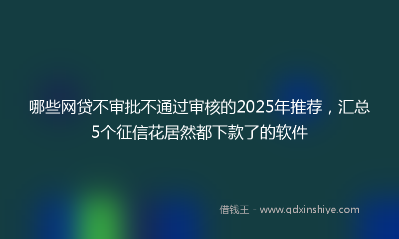 哪些网贷不审批不通过审核的2025年推荐，汇总5个征信花居然都下款了的软件