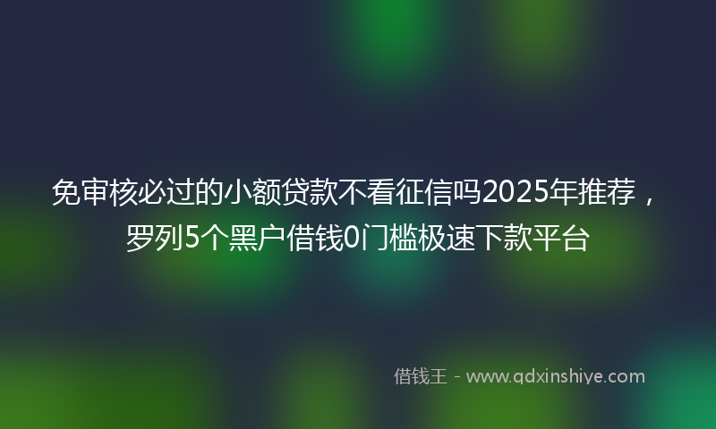 免审核必过的小额贷款不看征信吗2025年推荐，罗列5个黑户借钱0门槛极速下款平台