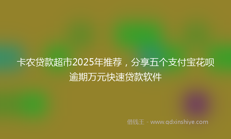 卡农贷款超市2025年推荐，分享五个支付宝花呗逾期万元快速贷款软件