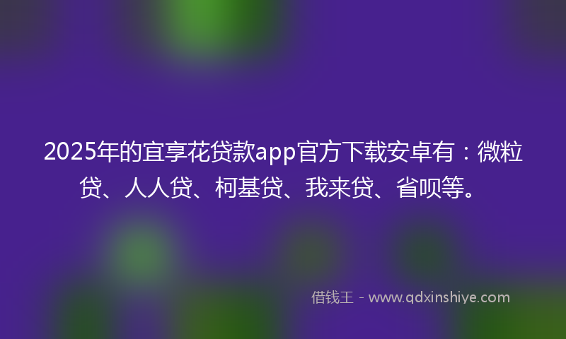 2025年的宜享花贷款app官方下载安卓有：微粒贷、人人贷、柯基贷、我来贷、省呗等。