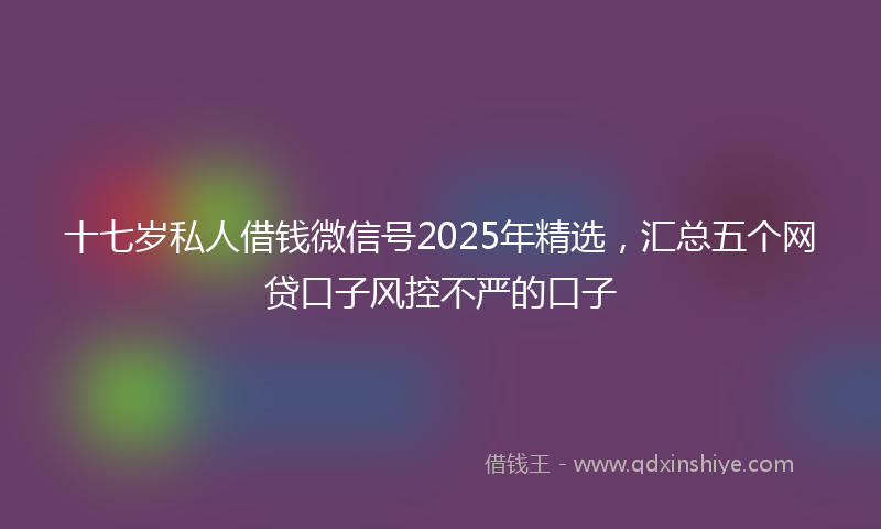 十七岁私人借钱微信号2025年精选，汇总五个网贷口子风控不严的口子