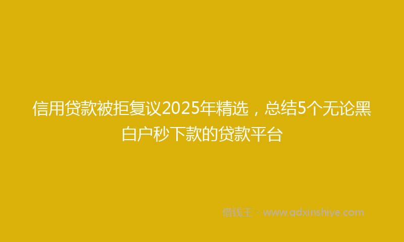 信用贷款被拒复议2025年精选，总结5个无论黑白户秒下款的贷款平台