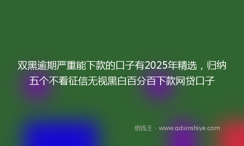 双黑逾期严重能下款的口子有2025年精选，归纳五个不看征信无视黑白百分百下款网贷口子