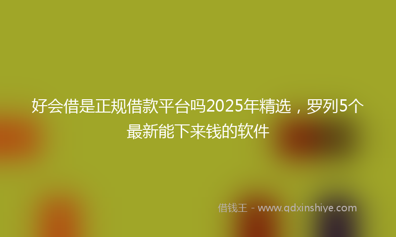 好会借是正规借款平台吗2025年精选，罗列5个最新能下来钱的软件