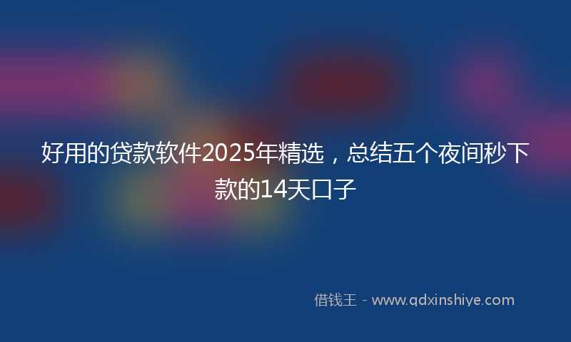 好用的贷款软件2025年精选，总结五个夜间秒下款的14天口子