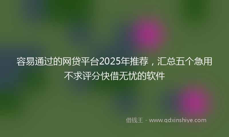 容易通过的网贷平台2025年推荐，汇总五个急用不求评分快借无忧的软件