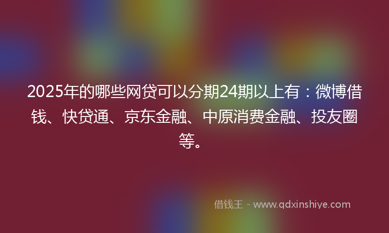 2025年的哪些网贷可以分期24期以上有：微博借钱、快贷通、京东金融、中原消费金融、投友圈等。