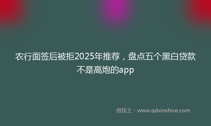 农行面签后被拒2025年推荐，盘点五个黑白贷款不是高炮的app