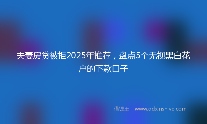 夫妻房贷被拒2025年推荐，盘点5个无视黑白花户的下款口子