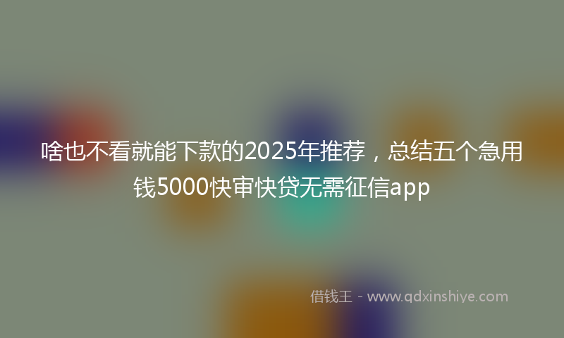 啥也不看就能下款的2025年推荐，总结五个急用钱5000快审快贷无需征信app