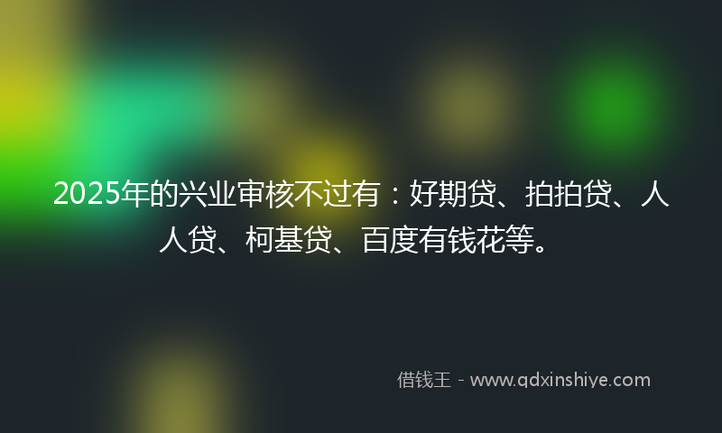 2025年的兴业审核不过有：好期贷、拍拍贷、人人贷、柯基贷、百度有钱花等。