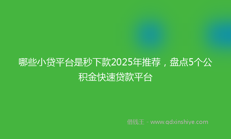哪些小贷平台是秒下款2025年推荐，盘点5个公积金快速贷款平台