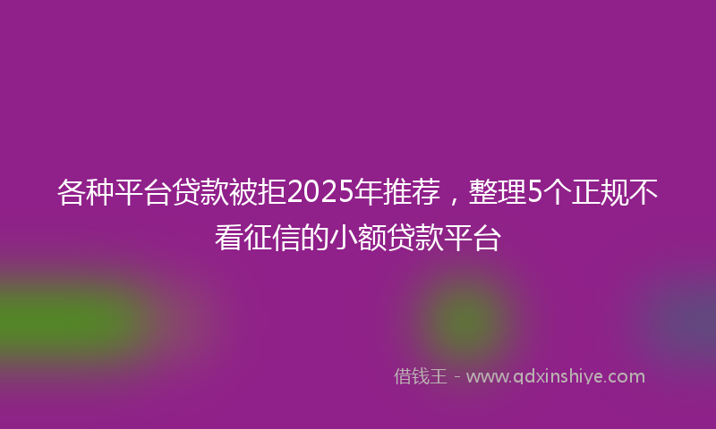 各种平台贷款被拒2025年推荐，整理5个正规不看征信的小额贷款平台