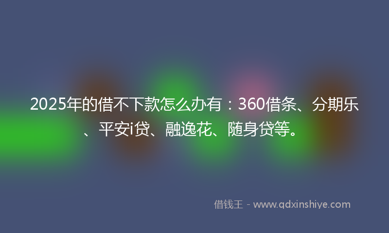 2025年的借不下款怎么办有：360借条、分期乐、平安i贷、融逸花、随身贷等。