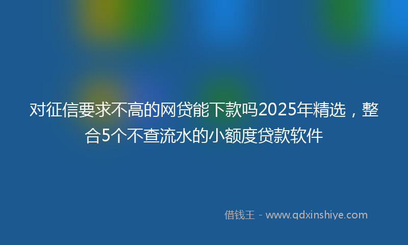 对征信要求不高的网贷能下款吗2025年精选，整合5个不查流水的小额度贷款软件