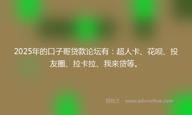 2025年的口子哥贷款论坛有：超人卡、花呗、投友圈、拉卡拉、我来贷等。