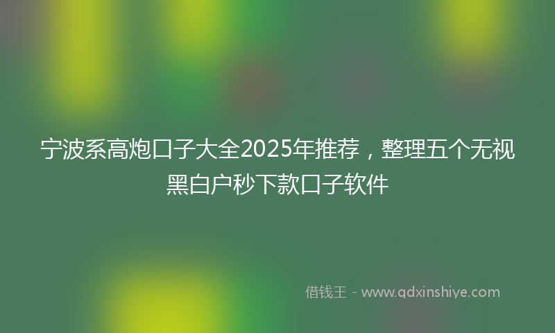 宁波系高炮口子大全2025年推荐，整理五个无视黑白户秒下款口子软件
