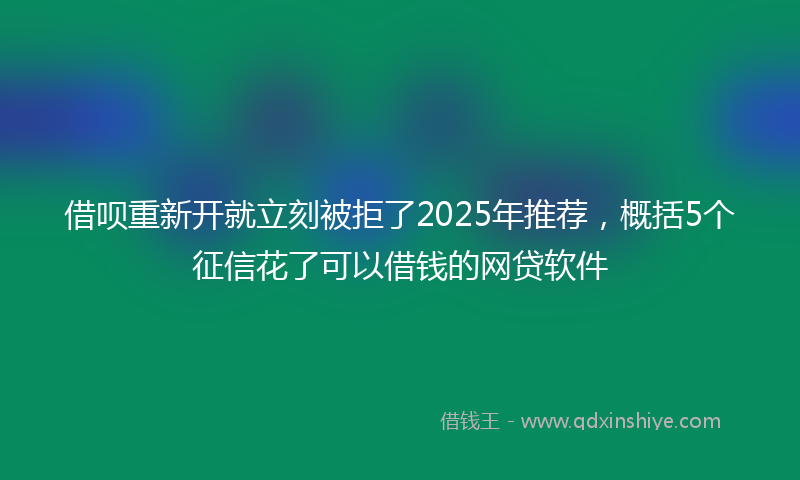 借呗重新开就立刻被拒了2025年推荐，概括5个征信花了可以借钱的网贷软件