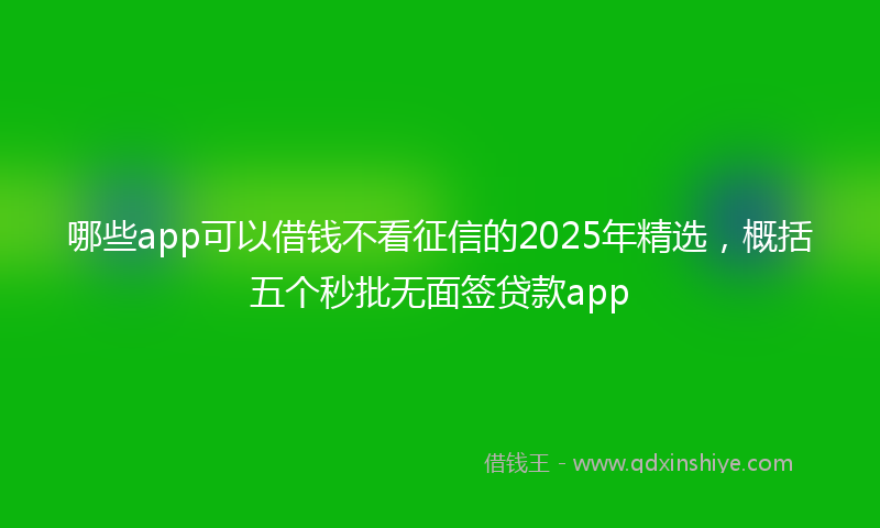 哪些app可以借钱不看征信的2025年精选，概括五个秒批无面签贷款app