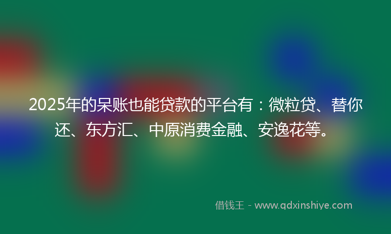 2025年的呆账也能贷款的平台有：微粒贷、替你还、东方汇、中原消费金融、安逸花等。