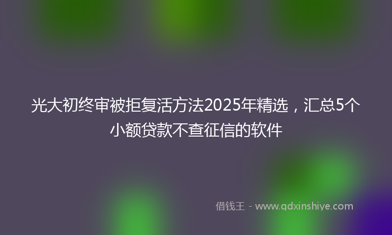 光大初终审被拒复活方法2025年精选，汇总5个小额贷款不查征信的软件