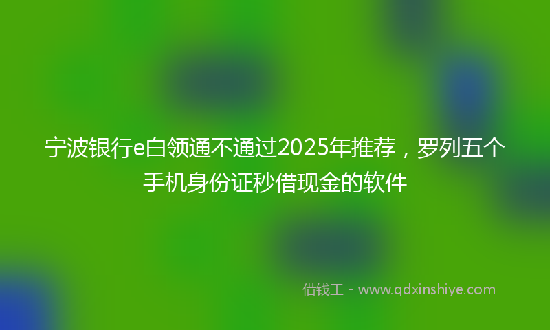 宁波银行e白领通不通过2025年推荐，罗列五个手机身份证秒借现金的软件