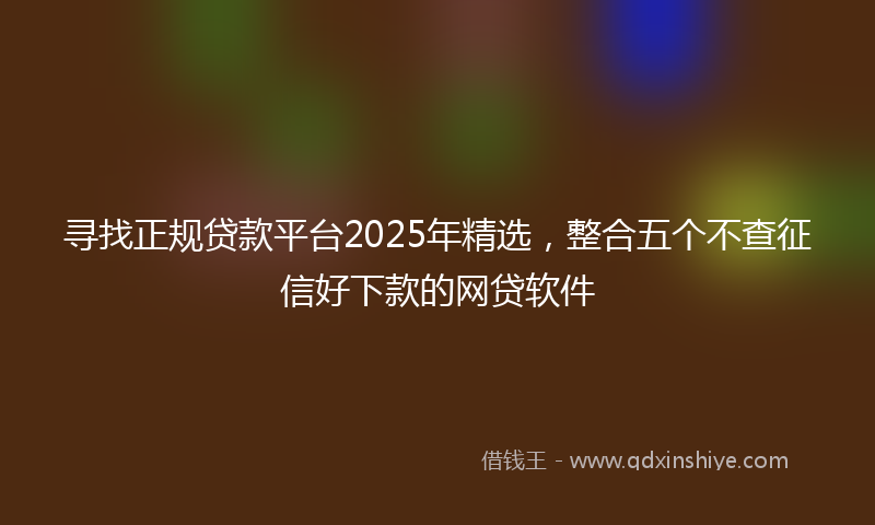 寻找正规贷款平台2025年精选，整合五个不查征信好下款的网贷软件
